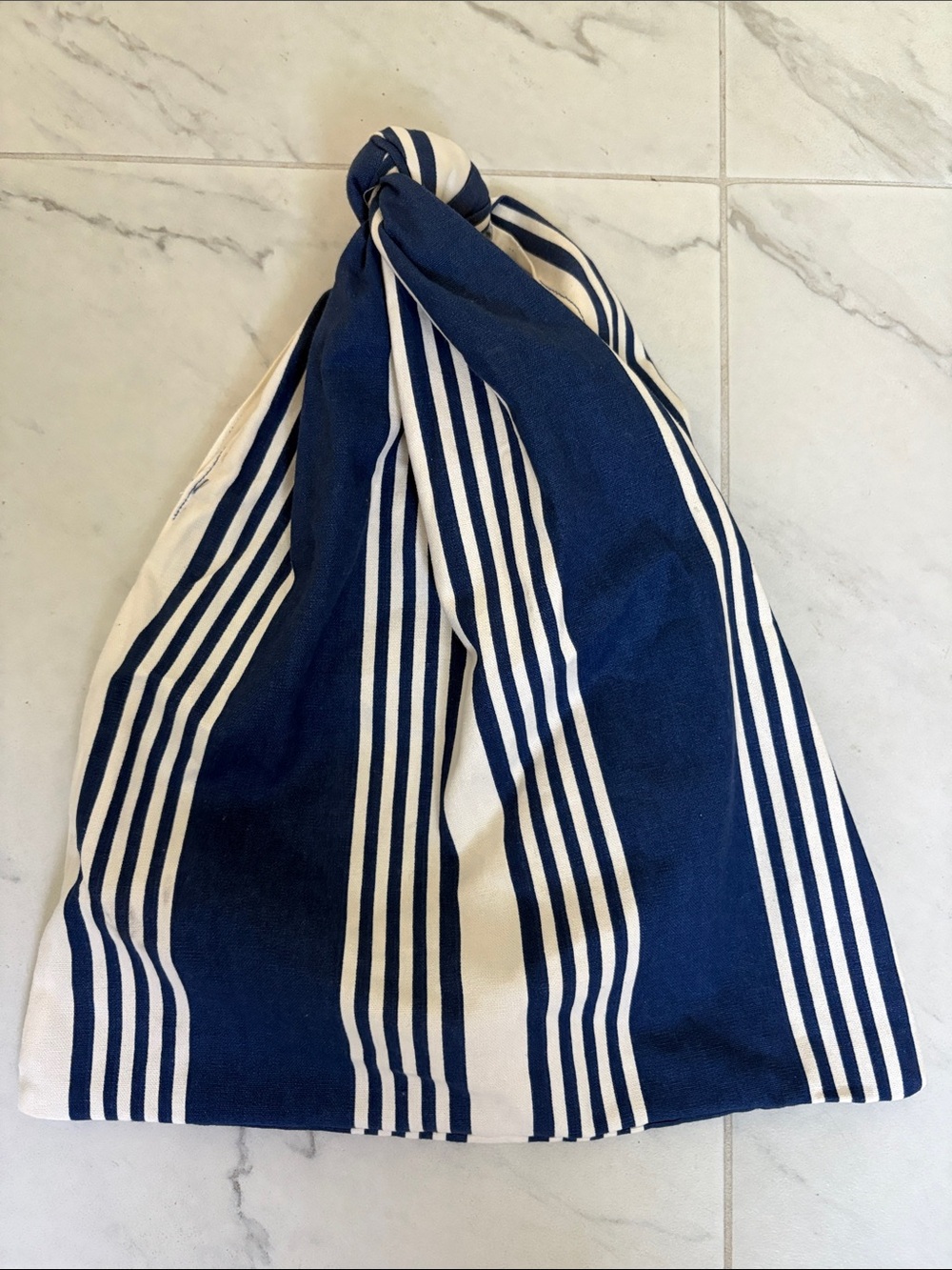 Striped Navy and White Knot Tote Bag-handmade